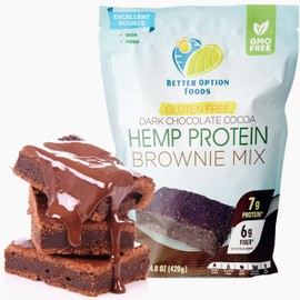 Hemp Protein Brownie Mix - Plant Based Protein Powder with Dark Cocoa & Natural Cane Sugar - Vegan-Friendly, Zero Gluten & Dairy, Chocolate Brownies Baking Mix by Better Option Foods, 14.8 oz