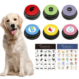 BUYVIKAY Set of 6 Colours Dog Button, Buzzer with Recording Function, Dogs, Pet Training, Dog Button for Communication, 30-Second Voice Recording Button, Dog Talking Buttons