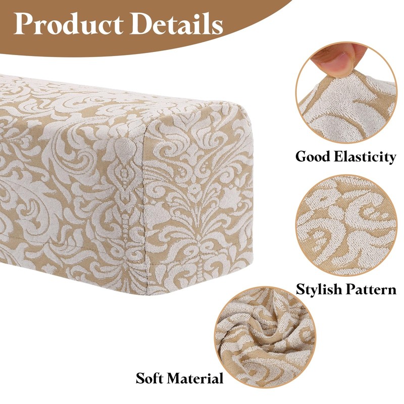 sourcing map 2Pcs Stretch Armrest Covers, Polyester Jacquard Soft Couch