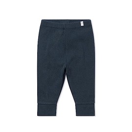 MORI Baby Unisex Premium Leggings in Ribbed Navy - Casual Stretchy Pants with Stylish Cuffs and Elastic Waist - 18-24 Months