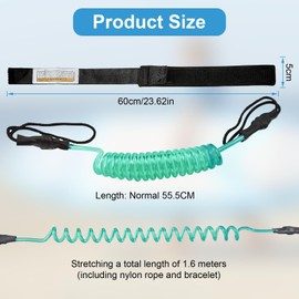 CAIXIANGYU SUP Leash, TPU Paddle Leash with Foot Strap, 5 mm Spiral Spring Foot Rope, Surf Lead for Surfboard (Green)