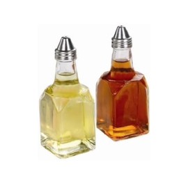 CASI HOME Glass Oil and Vinegar Cruet Set, 6 oz Bottles Clear Dispensers for Kitchen and Dining Table