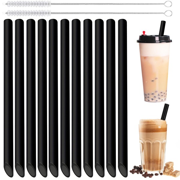 Addein 20pcs Bubble Tea Strohhalme, Wiederverwendbare Strohhalme mit 2 Reinigungsbürsten,
