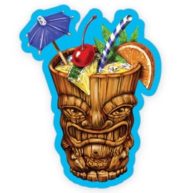 Tiki Drink - 8" Vinyl Sticker - for Car Laptop I-Pad - Waterproof Decal