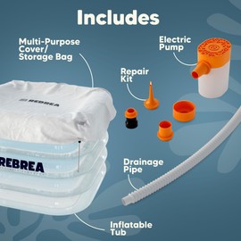 REBREA Inflatable Ice Bath Tub -Large Clear See Through -Ice Plunge Tub for Cold Water Therapy - Portable Cold Plunge Tub - Indoor & Outdoor - Inflatable Tub for Adults - Ice Tub for Athletes