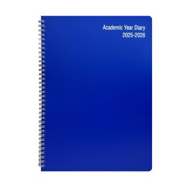 2025-2026 Diary A4 Wiro Bound Mid-Year Academic Week to View Plastic Cover Diary 18 Months Appointment Planner Organiser Journal (Blue)