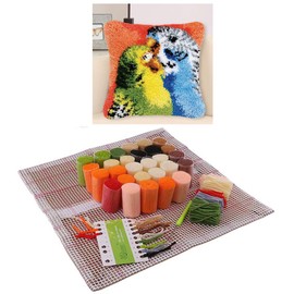 XUJINGJIE Latch Cushion for Children Adults Animal Pattern Decorative Cushion Cover Latch Rug to Tie Yourself DIY Cushion Latch Hook Kit 43 x 43 cm, A