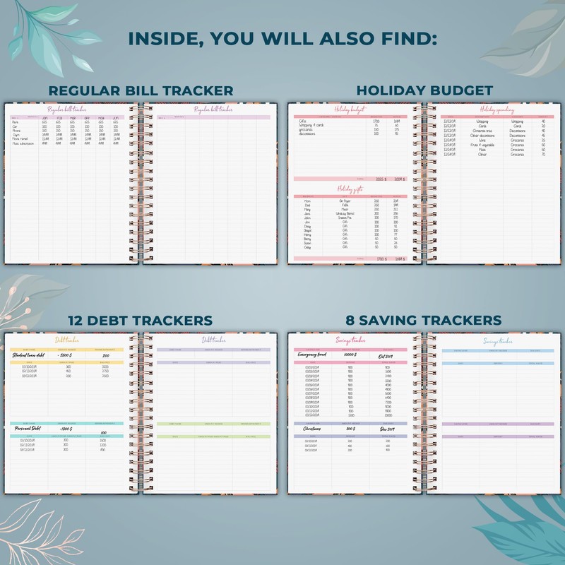 PLANBERRY Large Budget Planner & Monthly Bill Organizer with Pockets