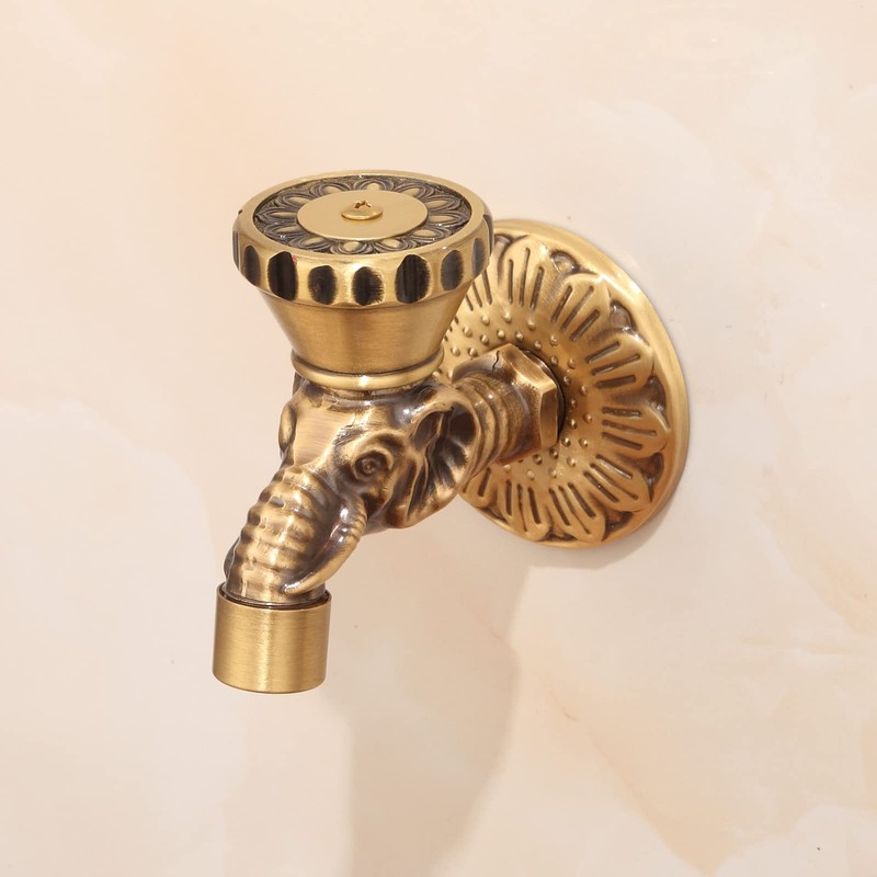 Antique Brass Faucet Bathroom Wall Mounted Washing Machine Faucet Outdoor