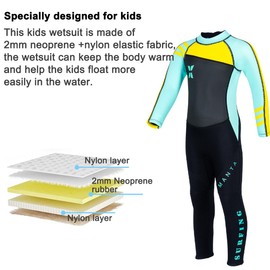 Traje de Neopreno para Niños DIVE & SAIL, Amarillo, Manga Larga, 2.5 mm, Protección UV, Natación y Buceo, Talla M