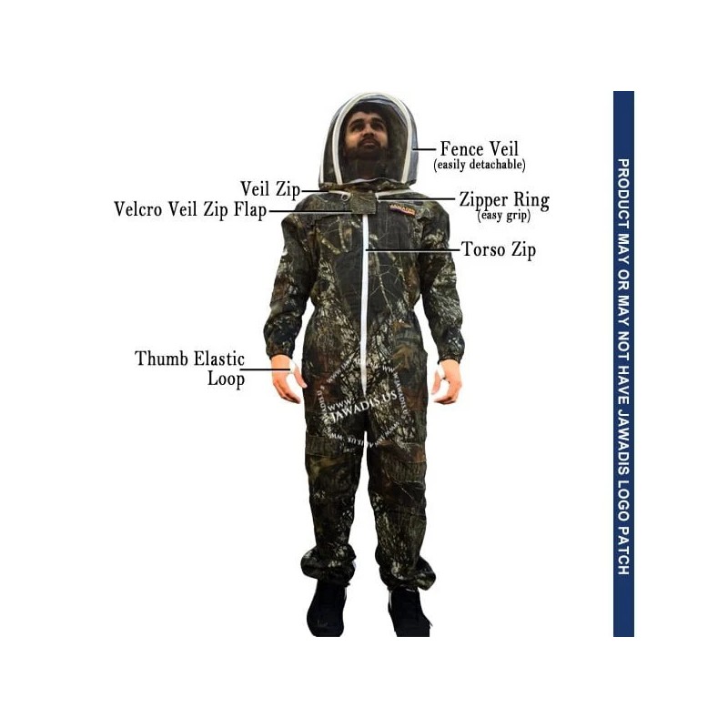 Jawadis USA Medium Adult Camouflage Full Bee Suit - Beekeeping,