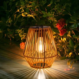 Solar Lanterns,Livinlarge Solar Lights Outdoor Waterproof Boho Light for Outside Hanging Rattan Lantern Decoration for Garden,Yard,Patio,Porch,Trees,Lawn,Pathway,1 Pack