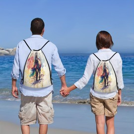 Richugui Horse Drawstring Bag Cute pony on colorful background Casual Backpack Sport Gym Sackpack for Women Men Girls Boys Gift