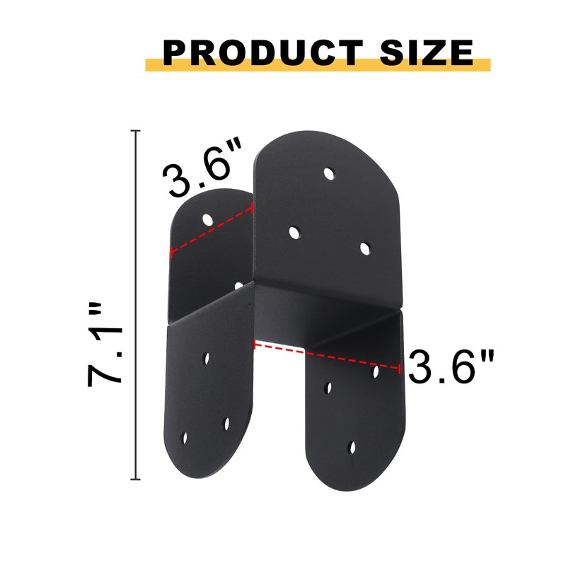 4 Pcs 4"x 4" Deck Post Caps Tie Brackets,Ineer Size(3.6"x