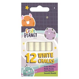 Craft Planet Standard Chalk, White, Pack Of 12, Art & Craft Fun For Kids, Drawing, Pavement, Playground, School, Home, Garden, Games, Paper