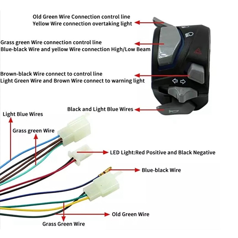 Horn Light Switch, 22 mm Motorcycle Handlebar Switch Control Button