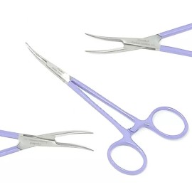 Unbranded 3 Premium Kelly Hemostat Forceps 5.5" Curved "Fine" Locking Handle "Purple"Color