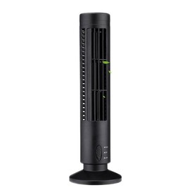 Bladeless Tower Fan, Quiet Portable Desk Fan with 2 Speeds, USB Powered for Home Bedroom Office (Black)
