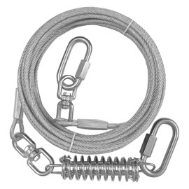 Miao Chuai - Cable de amarre para perro, cable de perro de 10/15/20/30/40/50 pies con gancho giratorio y resorte de choque, correas de perro resistentes para patio al aire última intervensión y campamento, correa de perro para perros grandes de hasta 250