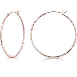 DTPsilver® 925 Sterling Silver Rose Gold Plated Round Hoop Earrings - Small/Medium/Large - Thickness 1.2mm - Diameter: 10, 12, 14, 16, 18, 20, 25, 30, 35, 40, 50, 60mm, Sterling Silver