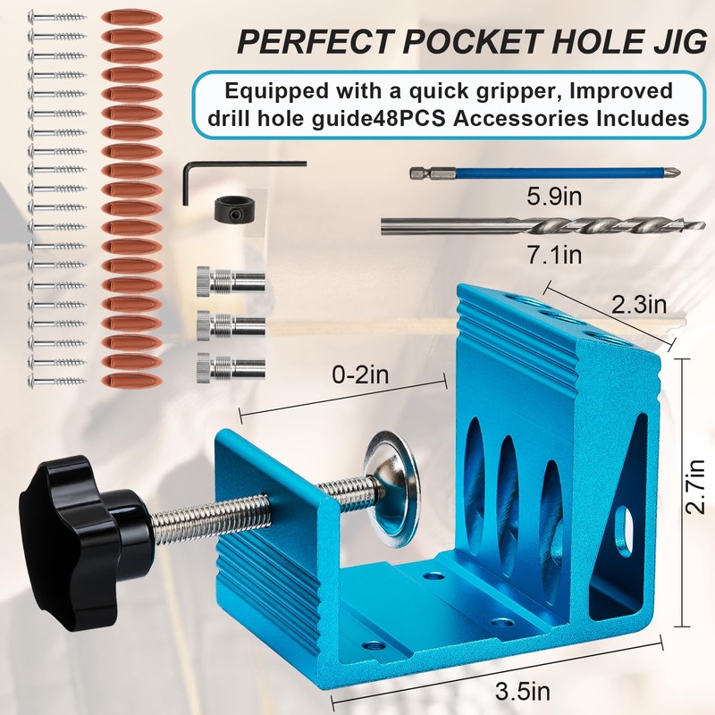 Pocket Hole Jig Kit All-in-One System 3 Drill Guide Joint