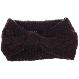 Womens Winter Boho Chic Classic Cable Bow Knotted Crochet Knitted Turban Headband Headwrap