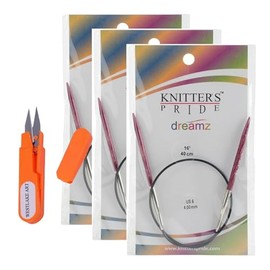westlake art Dreamz Fixed Circular Needles 6/4mm, 16", Bundle with Embroidery Scissors-Nickel-Plated Steel, Ergonomic Grip for Comfort, Versatile for Various Patterns (Pack of 3)