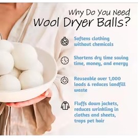 Dryer balls - efficient and environmentally friendly drying; dryer balls made from 100% sheep's wool from New Zealand for soft, wrinkle-free laundry