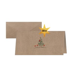 SIGEL DS074 Christmas Cards Set with Envelope, DIN Long, Kraft Paper, Pack of 10, "Christmas with Apples", Ideal for Printing, Made from Sustainable Paper