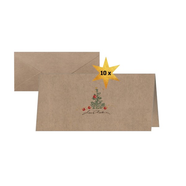 SIGEL DS074 Christmas Cards Set with Envelope, DIN Long, Kraft