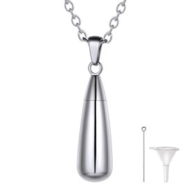 Teardrop Cremation Urn Pendant Necklace for Ashes Human Pets Stainless Steel Jewelry Memorial Keepsake with Gift Box