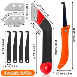 Alethron Fugenkratzer Fliesen, 8 Stück Fugenentferner, Fliesenfugen Entfernen Handsäge, Abgewinkelter Fugenreiniger Werkzeug Fliesen Gelenkwerkzeug mit 7 Ersatzklingen für die Fliesenreinigun