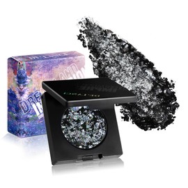 Afflano Chamäleon Schwarz Glitzer Lidschatten, Galaxy Sparkle Schwarz Lidschatten-Palette Mehrfarbig, Black Silver Glitter Eyeshadow Palette, Intensives Pigment Dunkles Silber Goth Smokey Augen Makeup