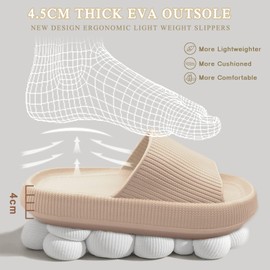 Neteson Cozislides Original Slippers Women's Non-Slip Slippers Men Soft Bath Slippers Cloudyzz Slippers Summer Bath Slippers Rubber Mules, khaki