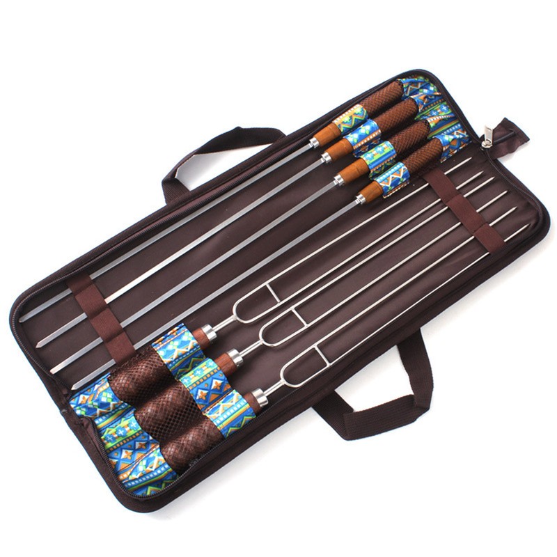 7pcs/set Stainless Steel Barbecue Forks Barbecue Skewers Roasting Needle Barbecue