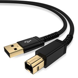 HP USB 2.0 Printer Cable 6FT, High-Speed USB A to B Scanner Printer Cord for Brother, Canon, Epson, Nylon Braided Fast Data Transfer Print Cord USB MIDI Cable for Digital Piano MIDI Controller