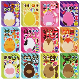 36pcs Easter Stickers for Kids, Easter Make a Face Stickers Easter Egg Stickers Decorating Make Your Own Decals for Easter Kids Party Favor Supplies Art Crafts