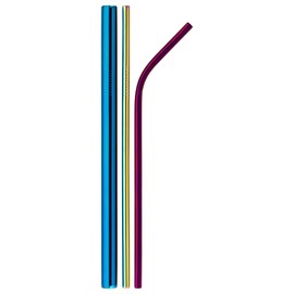 Chali® Edelstahl Strohhalme 12er Set (8x ø6mm, 4x ø12mm), bunte Trinkhalme wiederverwendbar 21,5cm lang spülmaschinengeeignet inkl. 2x Reinigungsbürsten
