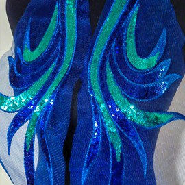 Sequin Embroidery Phoenix Tail Sticker Embroidery Cloth Sticker Stage Performance Costume Dress Decoration Accessories (Blue)