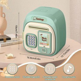 Tresor Children's Money Box Girls 3-12 Years, Children's Safe Money Box with Fingerprint - Electronic Safe Money Box Piggy Bank, Gifts for Girls Boys (Blue Colour)