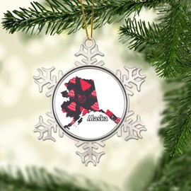 Alsk Stte Snowflake Ornament - Xmas Merry Christmas Ornament - Alsk Stte State Metal Ornaments Keepsake Souvenir for Christmas New Year Holiday Xmas Tree Decor