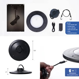 happetite Solar Powered LED Patio Umbrella Light, Black, 6000K Cool White, ABS Material, 1 Year Warranty