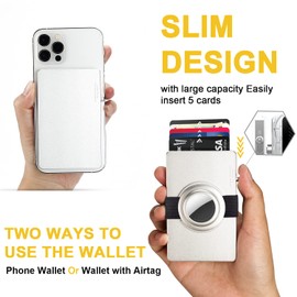 T-MFY Credit Card Wallet - Snap-on Band for AirTag & Expansion Board Card Holder - Slim RFID Blocking Wallet for 12 cards for Men