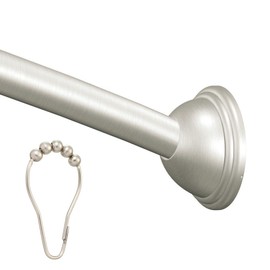 Moen CSR2160-RR-BN Adjustable Curved Rod with Shower Curtain Roller Rings, Brushed Nickel
