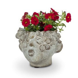 Abbott Collection 27-BACI-042 Mini Kissing Face Planter, Grey