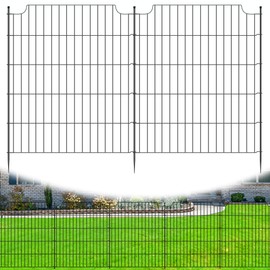 8 Panels Decorative Garden Fence, 33 in(H) X 19 ft(L) No Dig Animal Barrier Fencing, Rustproof Metal Wire Border Fence for Dogs, Rabbits, and Yard, Temporary Outdoor Garden Edging Fence