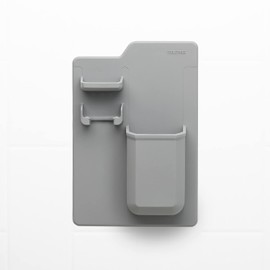 TOOLETRIES The Harvey Toothbrush & Razor Holder - Silicone Toiletry Organizer, Shower & Bathroom Accessory - Features Silicone-Grip Technology, Removable & Reusable - Grey