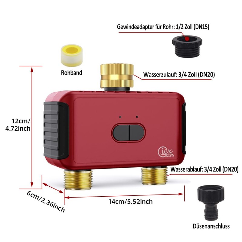 GIEX WI-FI 2-Zone Irrigation Timer, Intelligent Garden Irrigation Controller for
