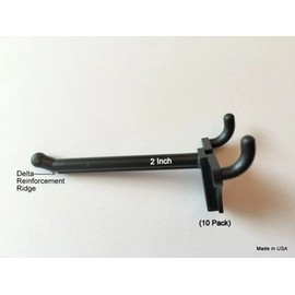 ProCraft Brand (10 Pack) 2 Inch Black Plastic Peg Hooks for 1/8" to 1/4" Pegboard (Made in USA)