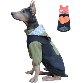 Dog Raincoat with Legs and Clear Hood, Abdomen Waterproof, Reflective, Breathable and Adjustable Lightweight Dog Rain Jacket for Small Medium Large Dogs (Green&Black, XL)
